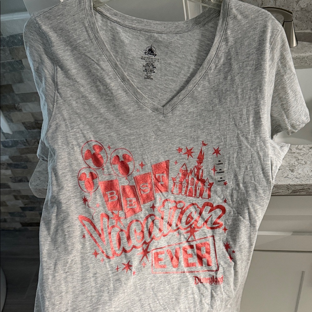 Disney Gray V-Neck T-Shirt